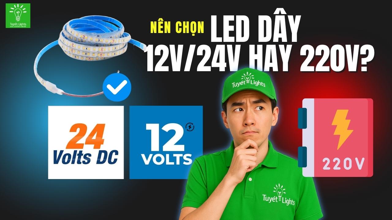 Nên chọn LED dây DC12V, DC24V hay 220V? Giải pháp chiếu sáng chuẩn cho từng không gian